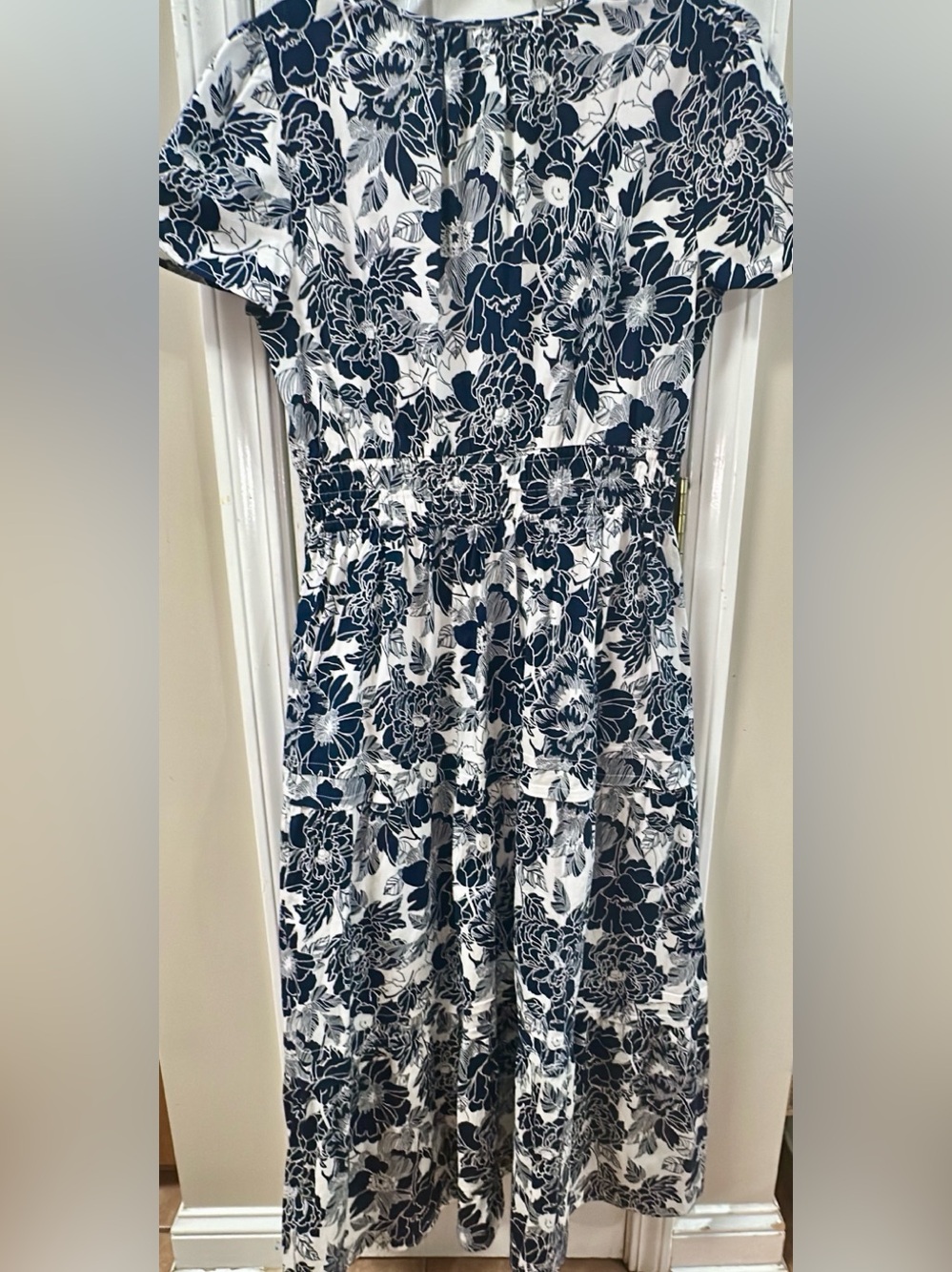 Tahari ASL Navy and White Floral Midi Dress (mix38) - Picture 6 of 6